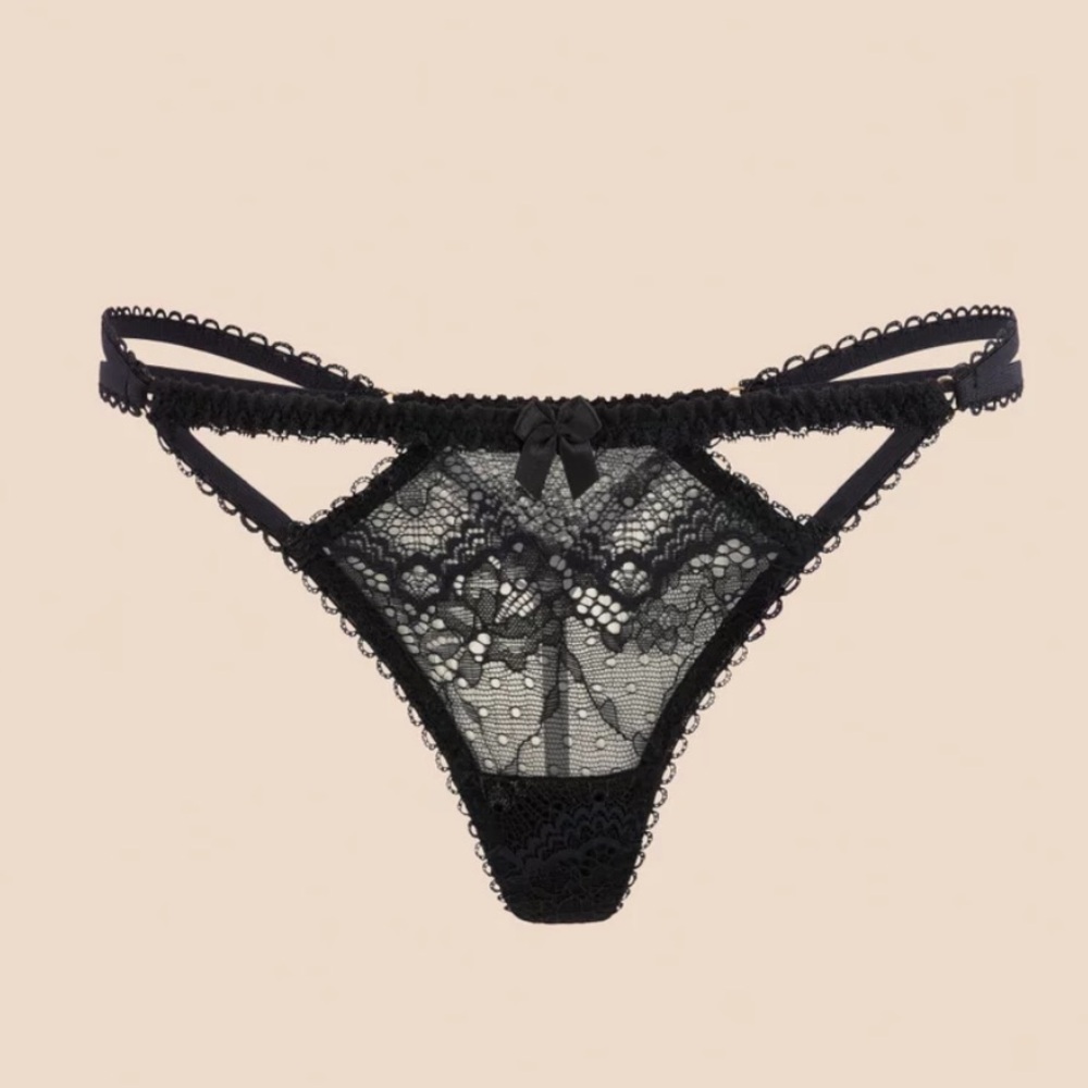 Adore Me Black Strappy Lace Thong